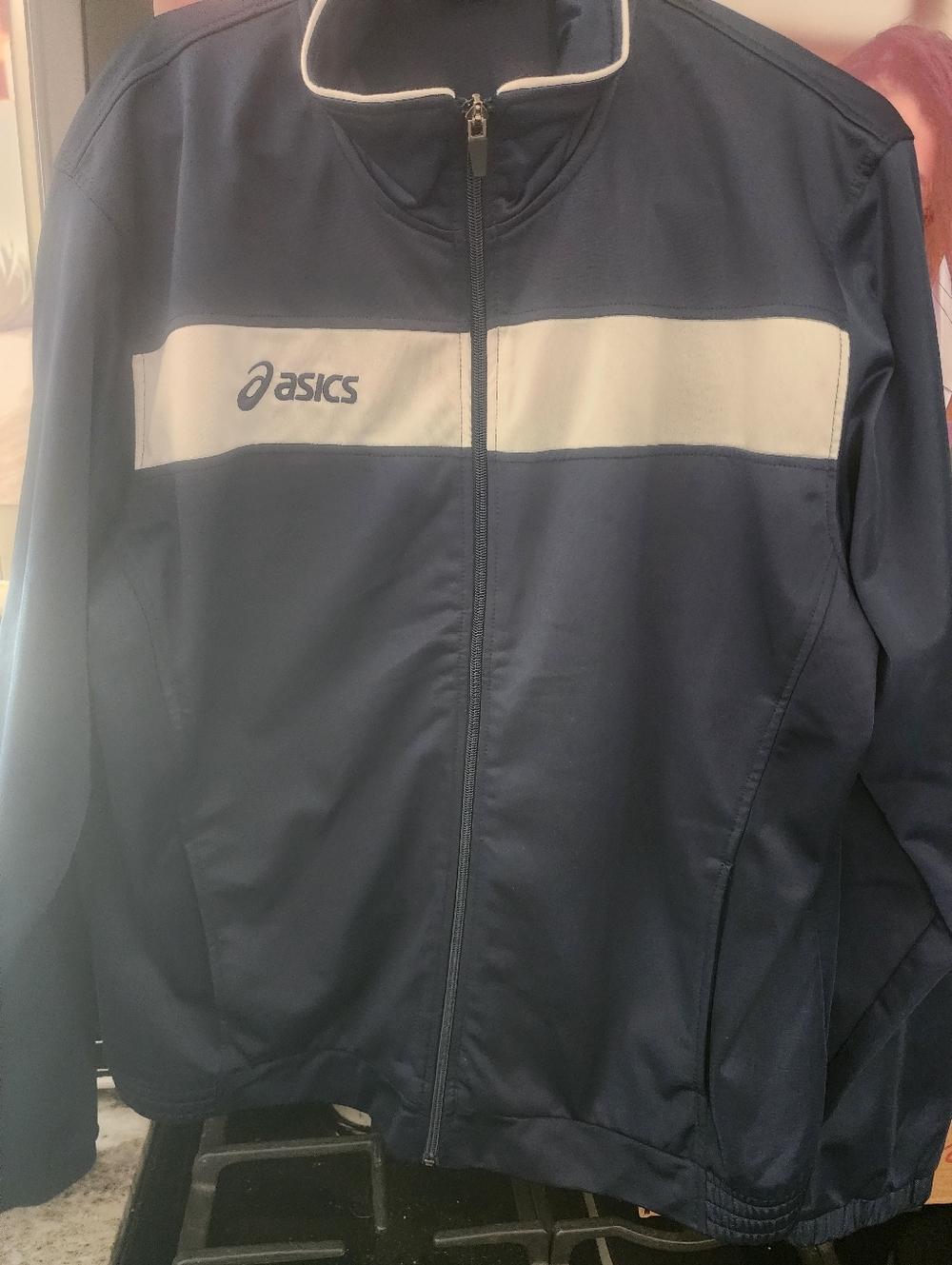 Asics Navy and White Lightweight Track Jacket